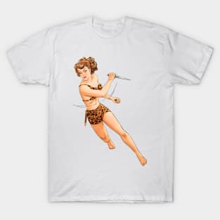 Thrilling Strong Pin Up woman defends what is hers Animal Print Retro Comics Vintage Book 1948 T-Shirt